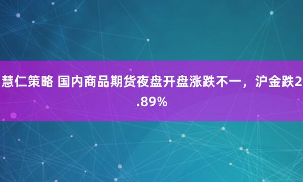 慧仁策略 国内商品期货夜盘开盘涨跌不一，沪金跌2.89%